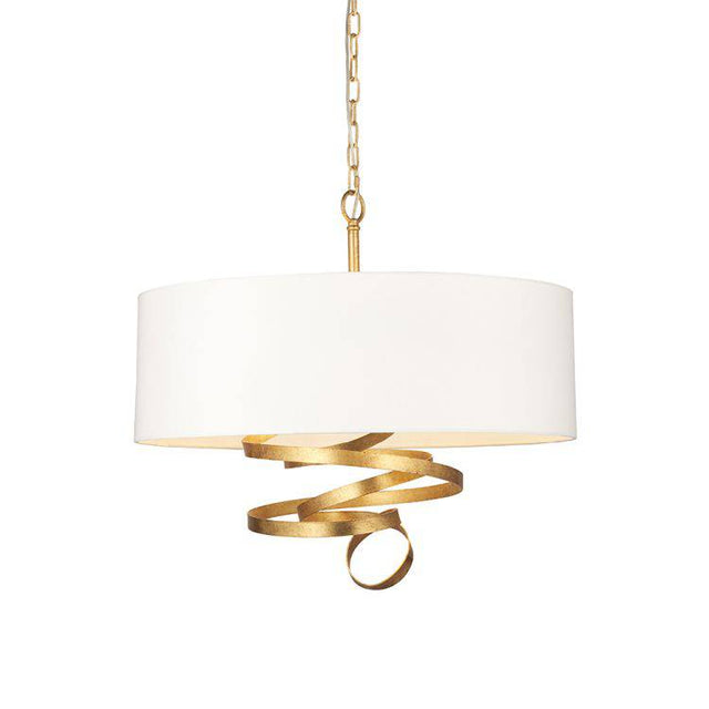 Koyukuk 3Lt Pendant Ceiling Light Gold Leaf w/ Ivory Shade - Comet Lighting