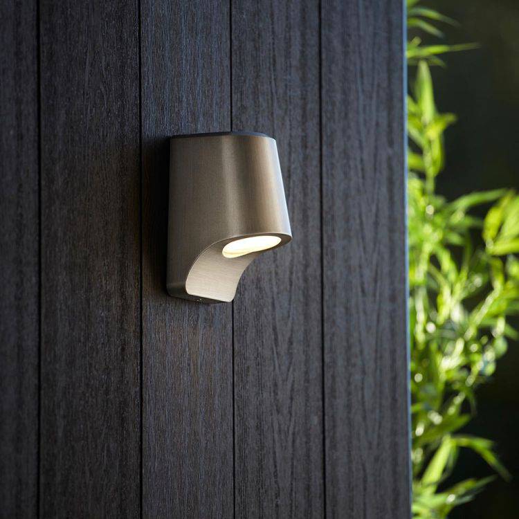 Lagan LED Exterior Wall Light Brushed Silver - Comet Lighting