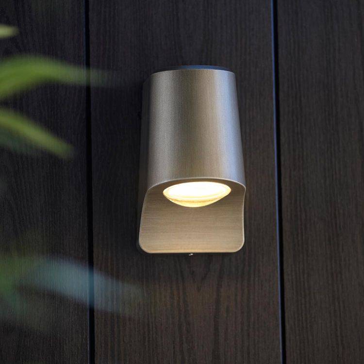 Lagan LED Exterior Wall Light Brushed Silver - Comet Lighting