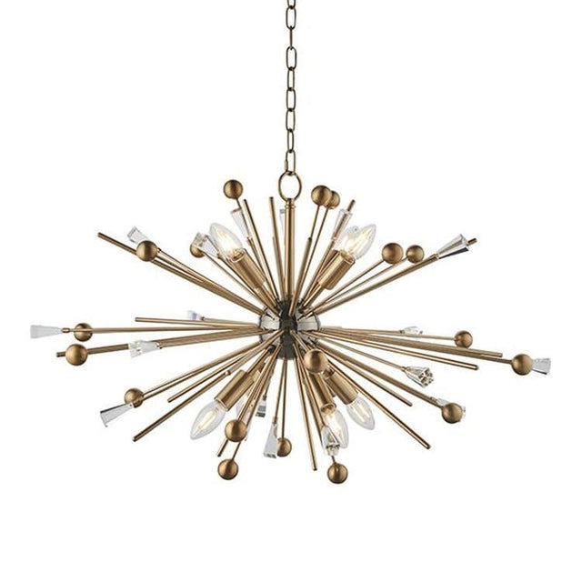 Lea 6Lt Pendant Ceiling Light Large Aged Brass Plate - Black Nickel & Clear Glass - Comet Lighting