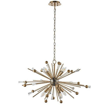 Lea 6Lt Pendant Ceiling Light Large Aged Brass Plate - Black Nickel & Clear Glass - Comet Lighting