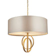 Lena 5Lt Pendant Ceiling Light Antique Gold Leaf & Mink Satin Fabric - Comet Lighting