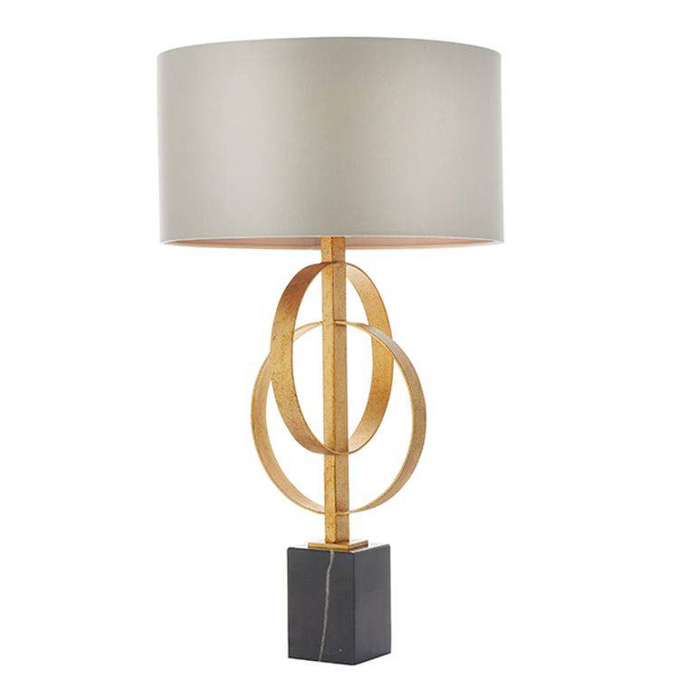 Lena Table Lamp Antique Gold Leaf & Mink Satin Fabric - Comet Lighting