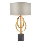 Lena Table Lamp Antique Gold Leaf & Mink Satin Fabric - Comet Lighting