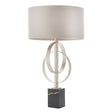 Lena Table Lamp Antique Silver Leaf & Mink Satin Fabric - Comet Lighting