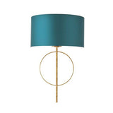 Lena Wall Light Antique Gold Leaf & Teal Satin Fabric - Comet Lighting