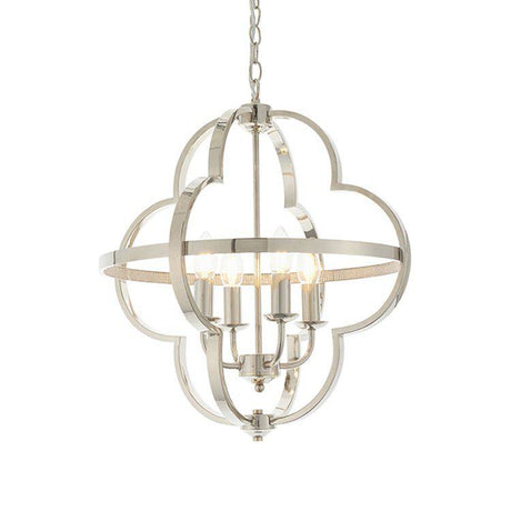 Loire 4Lt Pendant Ceiling Light Bright Nickel Plate & Clear Faceted Acrylic - Comet Lighting