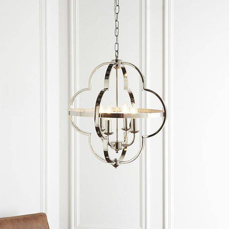 Loire 4Lt Pendant Ceiling Light Bright Nickel Plate & Clear Faceted Acrylic - Comet Lighting