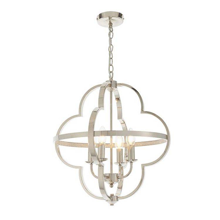 Loire 4Lt Pendant Ceiling Light Bright Nickel Plate & Clear Faceted Acrylic - Comet Lighting