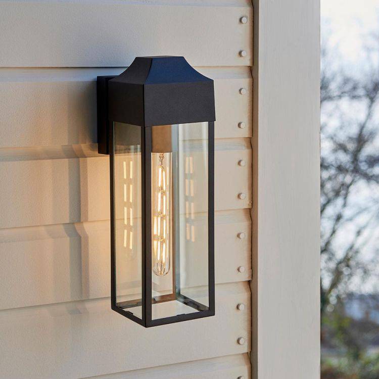 Loup Exterior Wall Lantern Textured Black - Comet Lighting