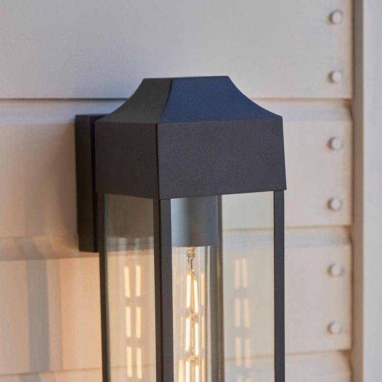 Loup Exterior Wall Lantern Textured Black - Comet Lighting