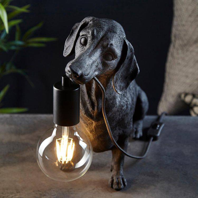 Lune Dachshund Table Lamp Matt Black - Comet Lighting