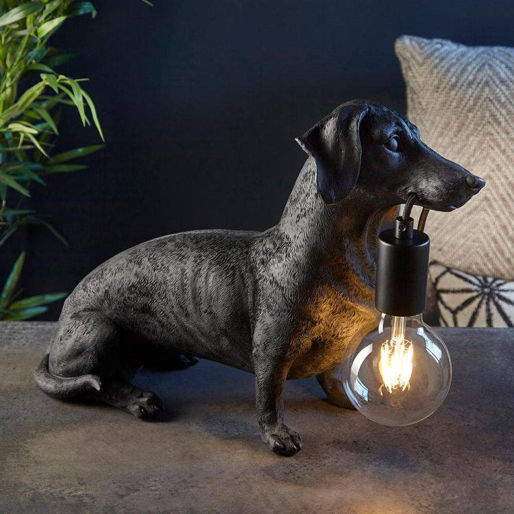 Lune Dachshund Table Lamp Matt Black - Comet Lighting