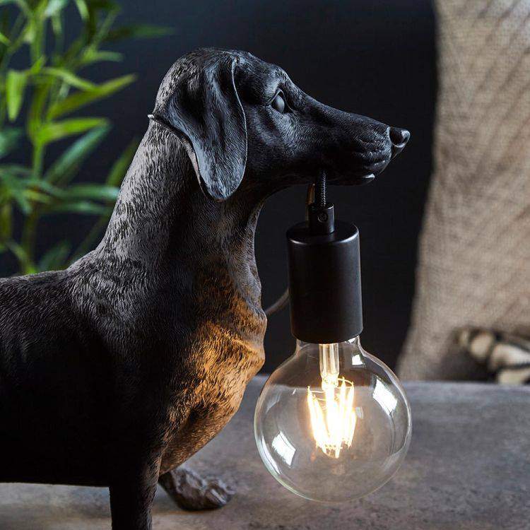 Lune Dachshund Table Lamp Matt Black - Comet Lighting