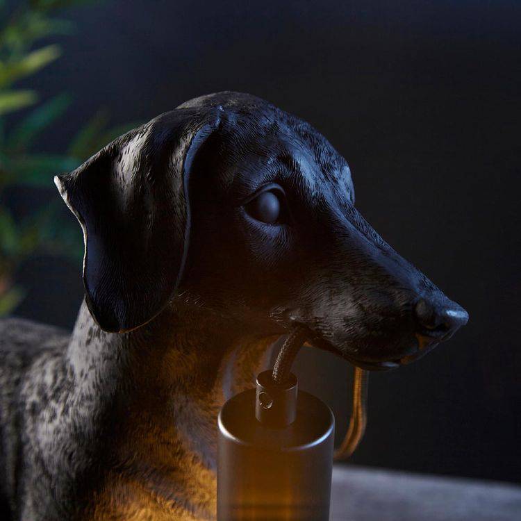 Lune Dachshund Table Lamp Matt Black - Comet Lighting