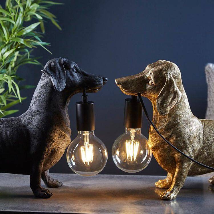 Lune Dachshund Table Lamp Matt Black - Comet Lighting