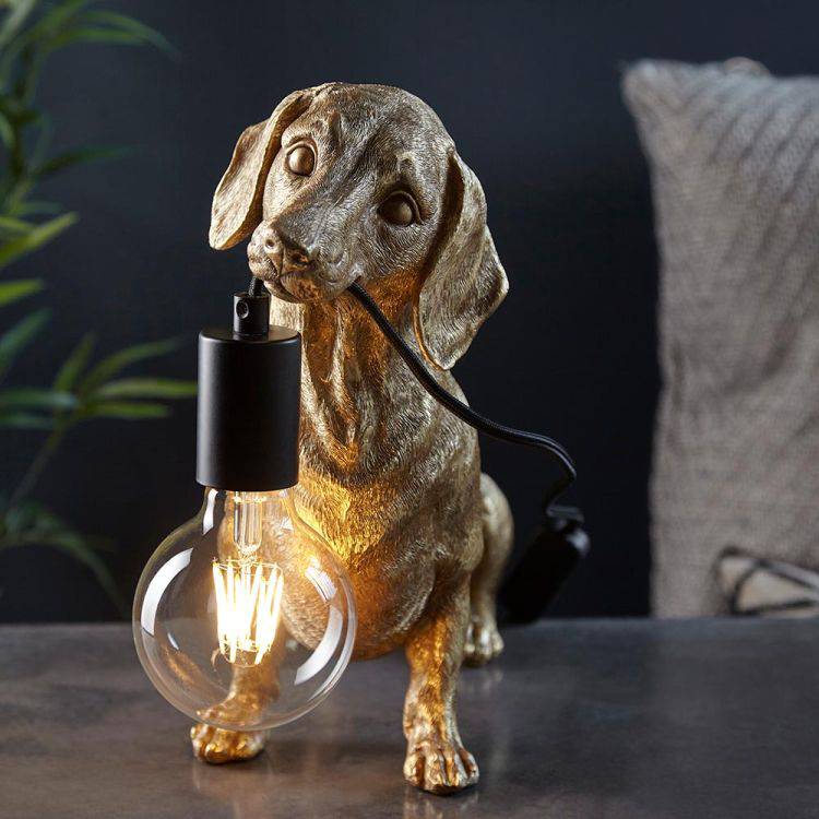 Lune Dachshund Table Lamp Vintage Gold - Comet Lighting