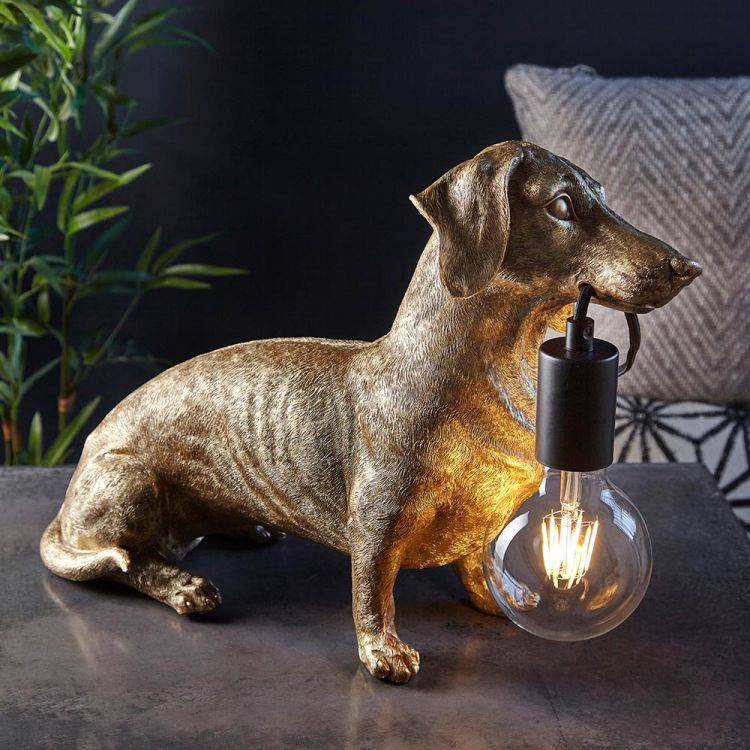 Lune Dachshund Table Lamp Vintage Gold - Comet Lighting