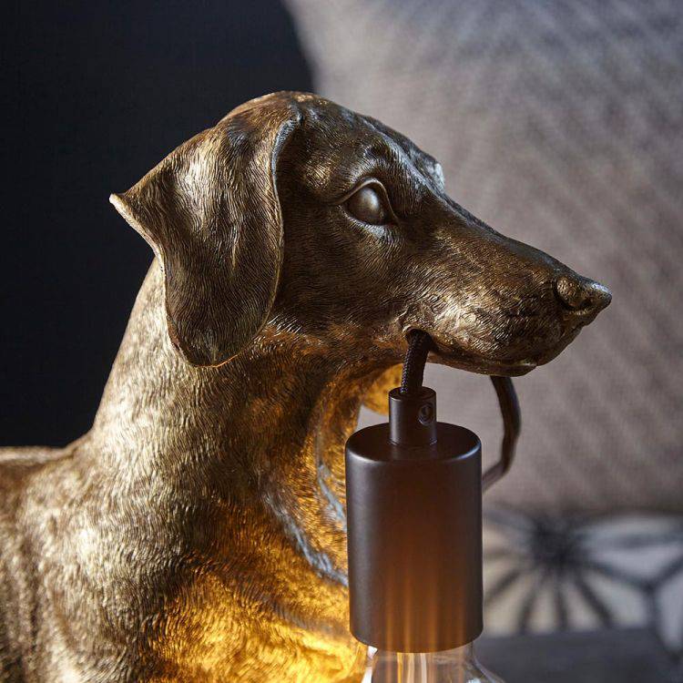 Lune Dachshund Table Lamp Vintage Gold - Comet Lighting