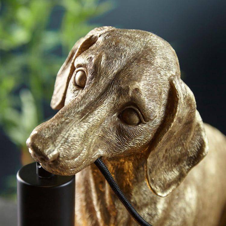 Lune Dachshund Table Lamp Vintage Gold - Comet Lighting