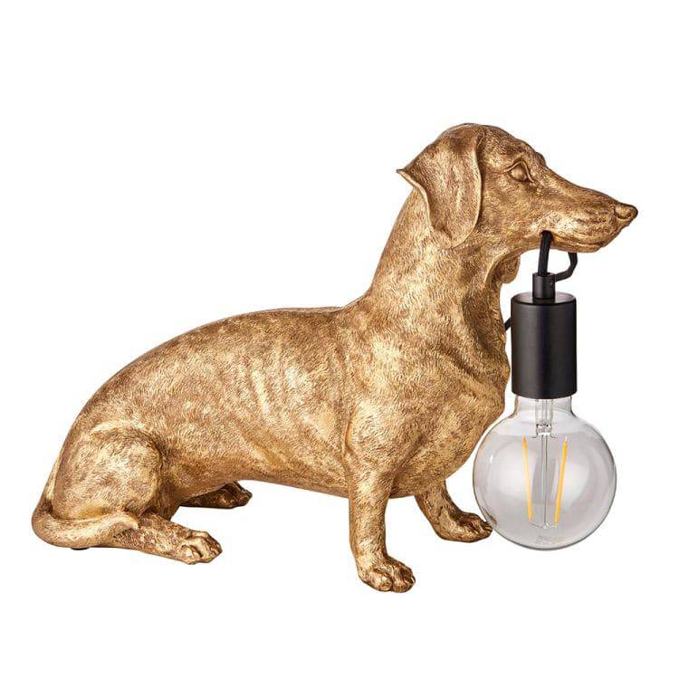 Lune Dachshund Table Lamp Vintage Gold - Comet Lighting