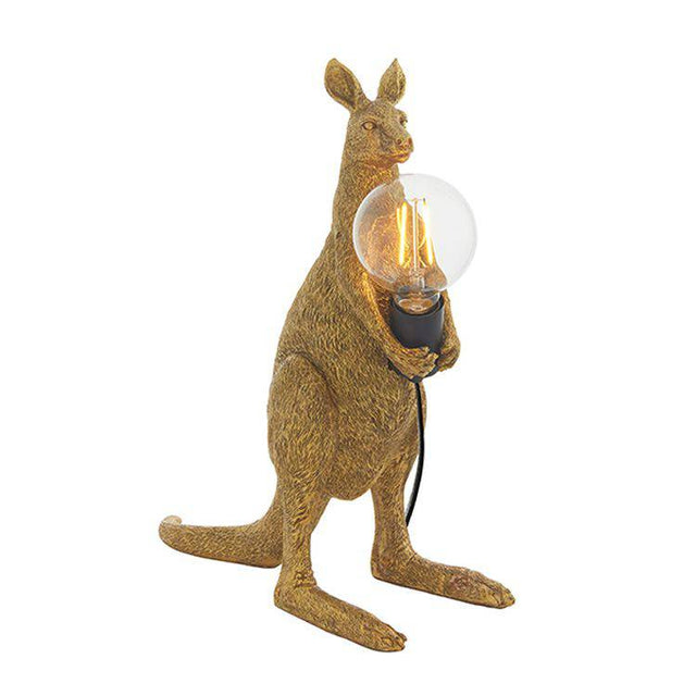 Lune Kangaroo Table Lamp Vintage Gold Paint & Matt Black - Comet Lighting