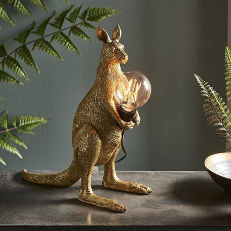 Lune Kangaroo Table Lamp Vintage Gold Paint & Matt Black - Comet Lighting