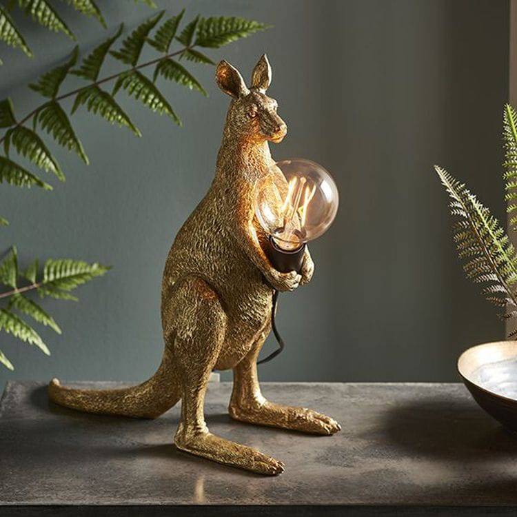 Lune Kangaroo Table Lamp Vintage Gold Paint & Matt Black - Comet Lighting