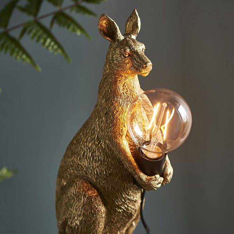 Lune Kangaroo Table Lamp Vintage Gold Paint & Matt Black - Comet Lighting