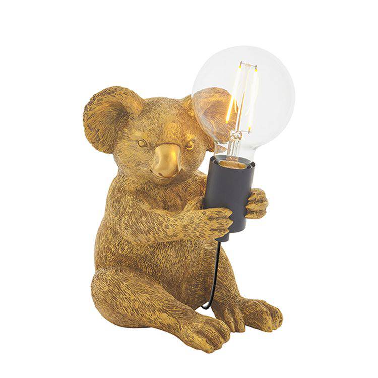 Lune Koala Table Lamp Vintage Gold Paint & Matt Black - Comet Lighting