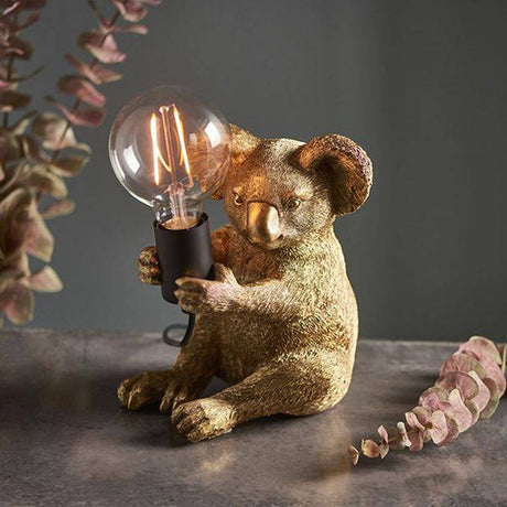 Lune Koala Table Lamp Vintage Gold Paint & Matt Black - Comet Lighting