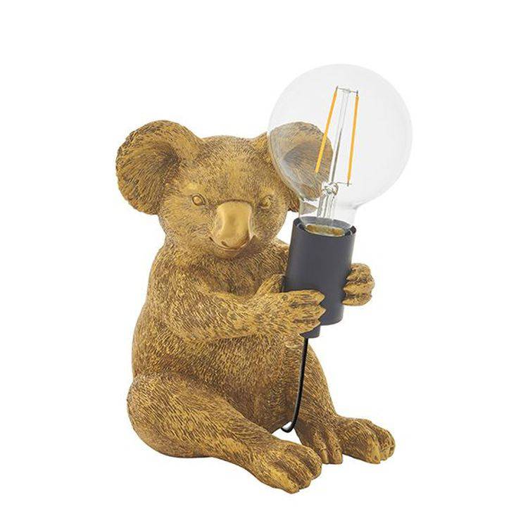 Lune Koala Table Lamp Vintage Gold Paint & Matt Black - Comet Lighting