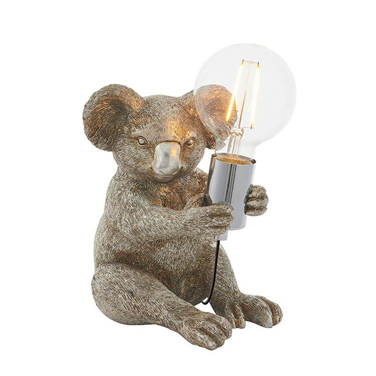 Lune Koala Table Lamp Vintage Silver Paint & Chrome Plate - Comet Lighting