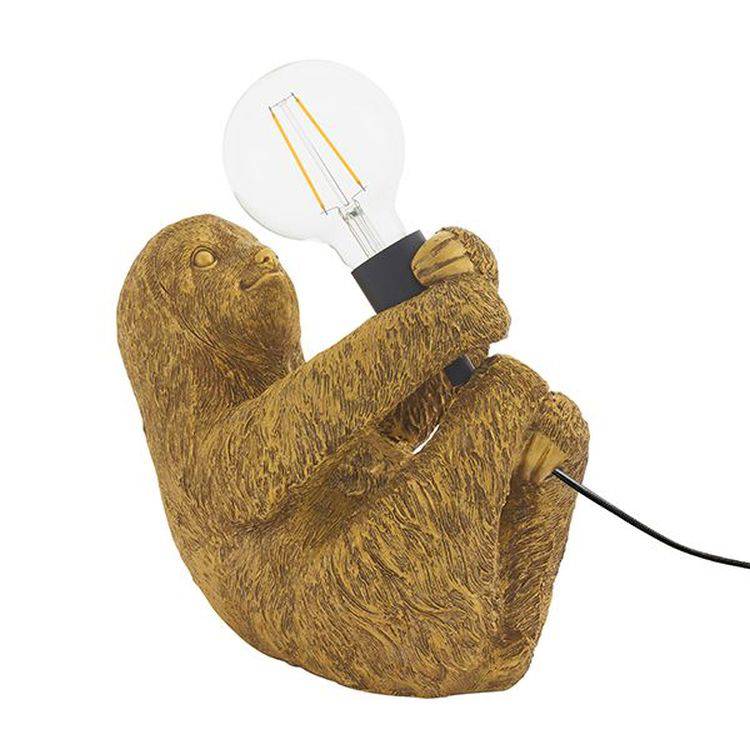 Lune Sloth Table Lamp Vintage Gold Paint & Matt Black - Comet Lighting