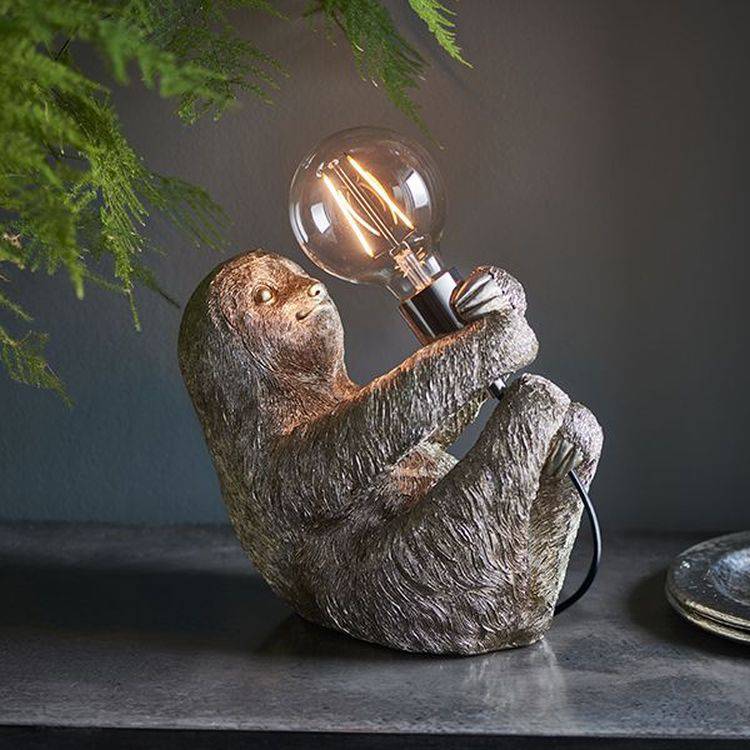 Lune Sloth Table Lamp Vintage Silver Paint & Chrome Plate - Comet Lighting