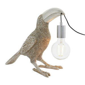 Lune Toucan Table Lamp Vintage Silver Paint & Chrome Plate - Comet Lighting