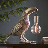 Lune Toucan Table Lamp Vintage Silver Paint & Chrome Plate - Comet Lighting