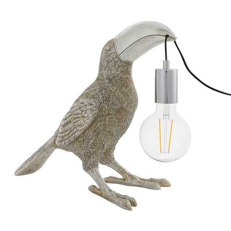 Lune Toucan Table Lamp Vintage Silver Paint & Chrome Plate - Comet Lighting