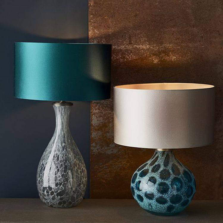 Magdalena Table Lamp (Base Only) Artisan Glass & Brushed Bronze Plate - Comet Lighting