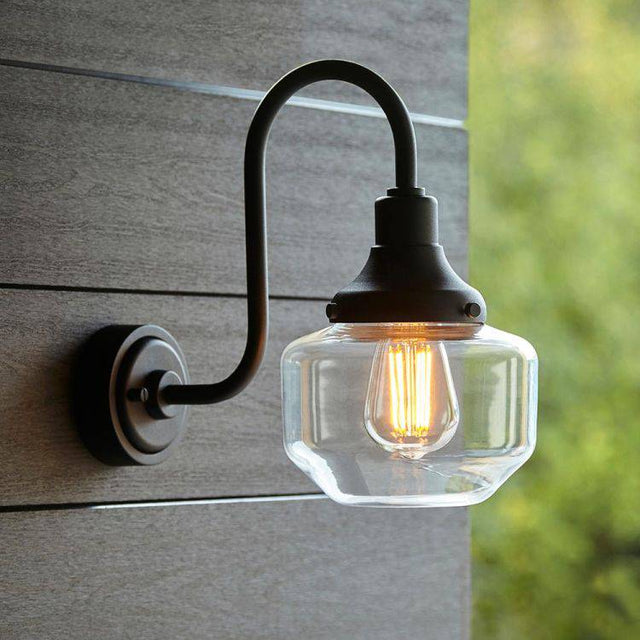 Mahi Swan Neck Exterior Wall Light Textured Black - Comet Lighting