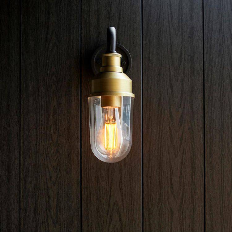 Mano Curved Arm Exterior Wall Light Matt Antique Brass - Comet Lighting