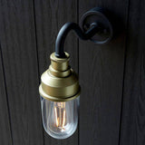 Mano Curved Arm Exterior Wall Light Matt Antique Brass - Comet Lighting