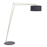 Medway Floor Lamp Matt Brass Plate & Black Cotton Fabric - Comet Lighting