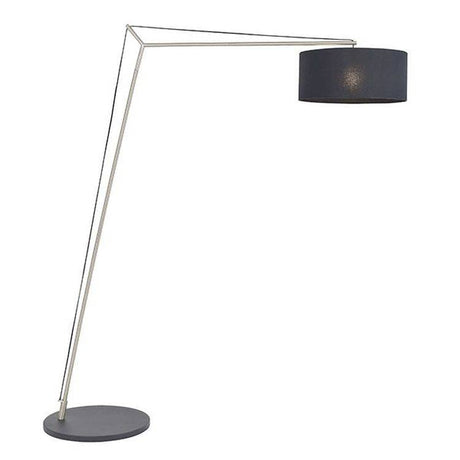 Medway Floor Lamp Matt Nickel Plate & Black Cotton Fabric - Comet Lighting