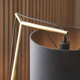 Medway Table Lamp Matt Brass Plate & Black Cotton Fabric - Comet Lighting