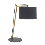 Medway Table Lamp Matt Brass Plate & Black Cotton Fabric - Comet Lighting