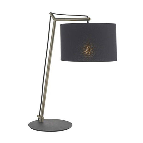 Medway Table Lamp Matt Nickel Plate & Black Cotton Fabric - Comet Lighting