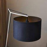 Medway Table Lamp Matt Nickel Plate & Black Cotton Fabric - Comet Lighting