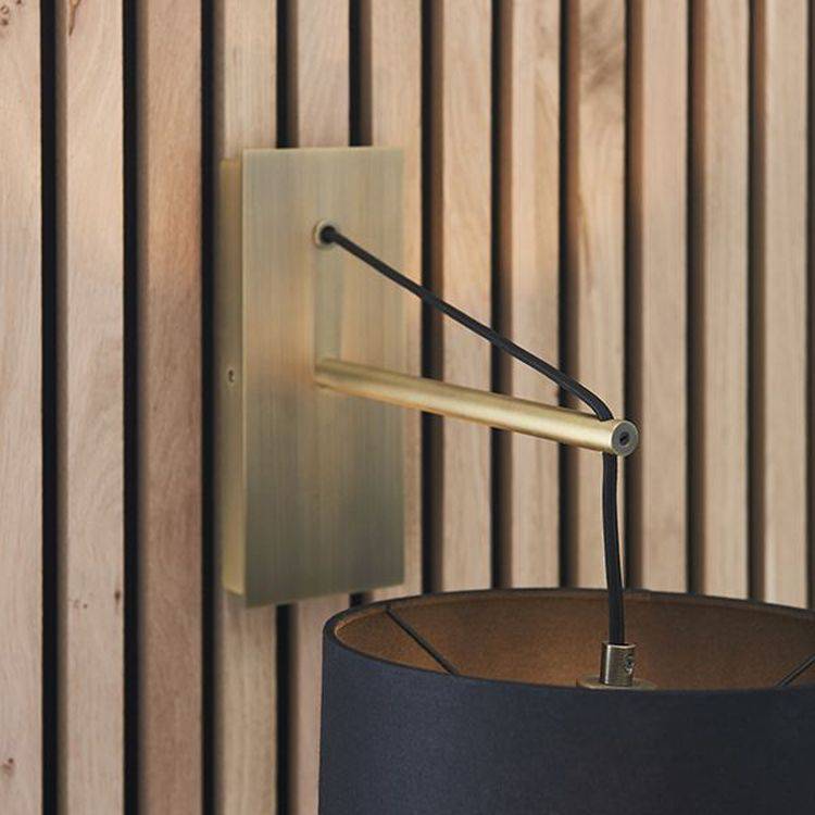 Medway Wall Light Matt Brass Plate & Black Cotton Fabric - Comet Lighting