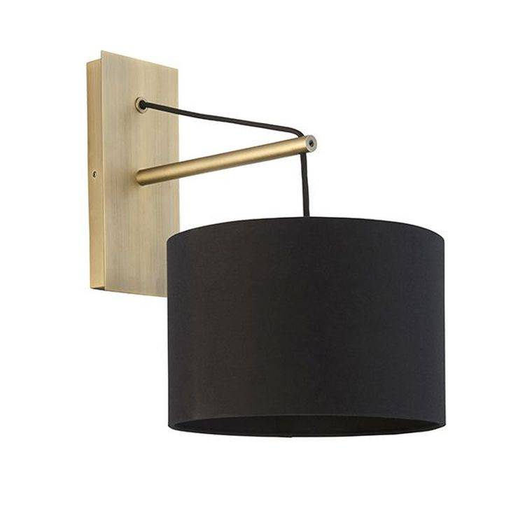 Medway Wall Light Matt Brass Plate & Black Cotton Fabric - Comet Lighting